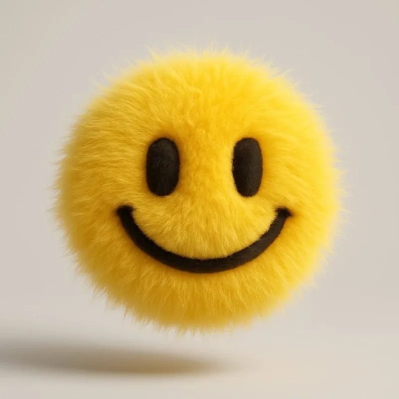 Icône jaune duveteuse avec des poils en volume